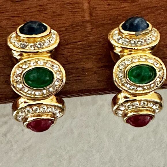 Vintage Christian Dior “Jewels of India” Clip-On Earrings - Picture 1 of 9